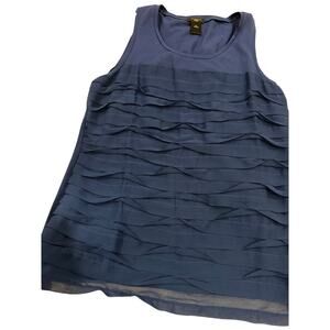 Ann Taylor Brilliant Blue ruffled sleeveless top dressy sz LP party feminine